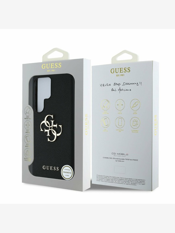 Guess Stražnja maska ​​Guess PU Grained 4G Metal Logo za Samsung Galaxy S25 Ultra Black