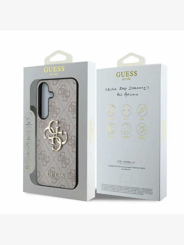 Guess Stražnja maska ​​Guess PU 4G s metalnim logotipom za Samsung Galaxy S25+ ružičasta