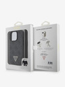 Guess Stražnja maska ​​Guess PU 4G Strass Trokut s metalnim logotipom + remen preko ramena za iPhone 16 Pro crna