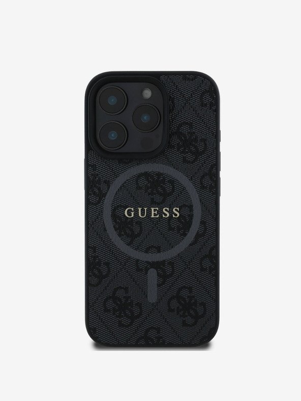 Guess PU Leather 4G Colored Ring MagSafe Zadní Kryt pro iPhone 16 Pro Max Black Etui za telefon