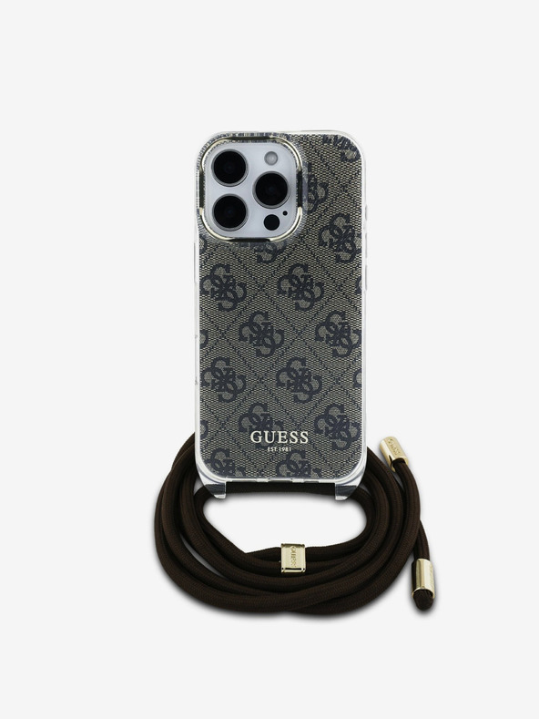 Guess Guess IML 4G stražnja maska ​​s remenom preko ramena za iPhone 16 Pro Max smeđa