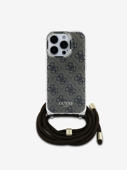 Guess Guess IML 4G stražnja maska ​​s remenom preko ramena za iPhone 16 Pro Max smeđa