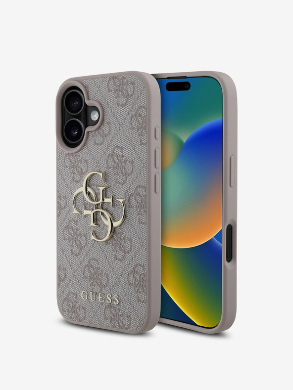 Guess Stražnja maska ​​Guess PU 4G s metalnim logotipom za iPhone 16, ružičasta