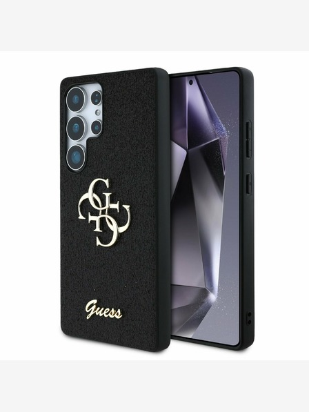 Guess Stražnja maska ​​Guess PU s fiksnim svjetlucavim 4G metalnim logotipom za Samsung Galaxy S25 Ultra Black