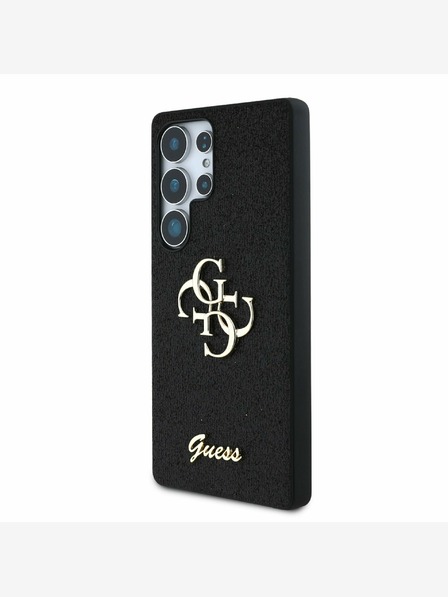 Guess Stražnja maska ​​Guess PU s fiksnim svjetlucavim 4G metalnim logotipom za Samsung Galaxy S25 Ultra Black