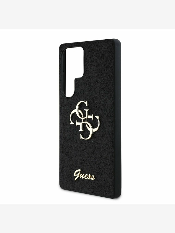 Guess Stražnja maska ​​Guess PU s fiksnim svjetlucavim 4G metalnim logotipom za Samsung Galaxy S25 Ultra Black
