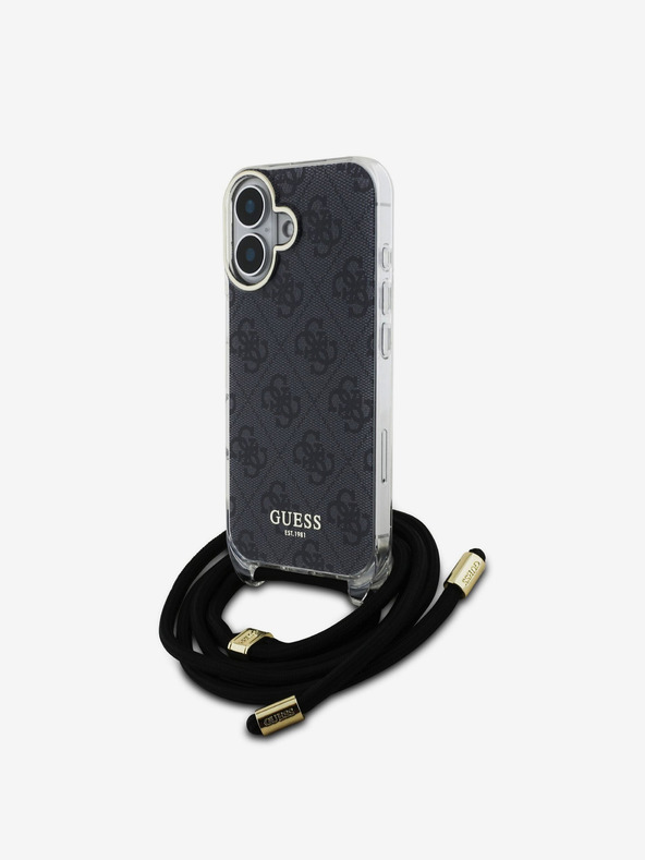 Guess Guess IML 4G stražnja maska ​​s remenom preko ramena za iPhone 16 crna
