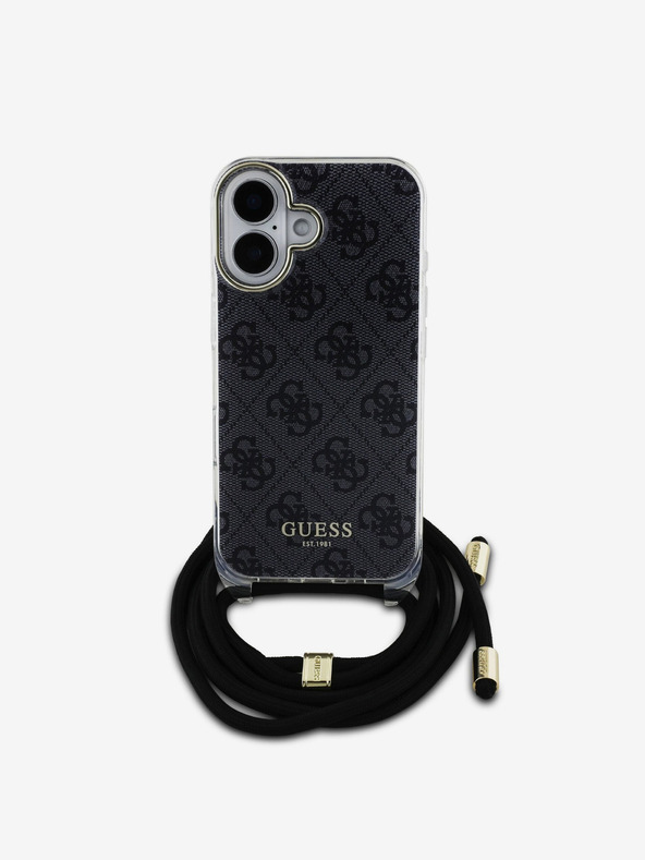Guess Guess IML 4G stražnja maska ​​s remenom preko ramena za iPhone 16 crna