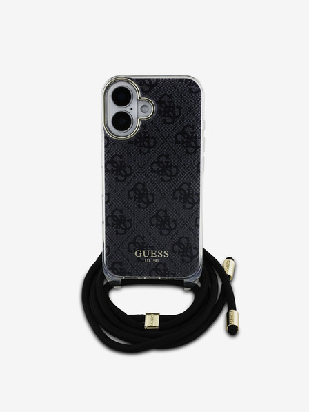 Guess Guess IML 4G stražnja maska ​​s remenom preko ramena za iPhone 16 crna