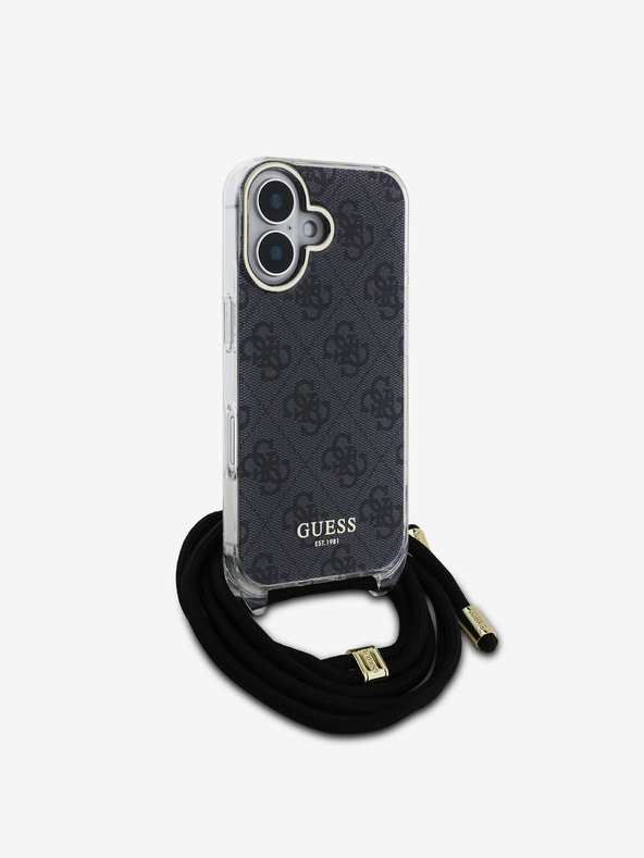 Guess Guess IML 4G stražnja maska ​​s remenom preko ramena za iPhone 16 crna