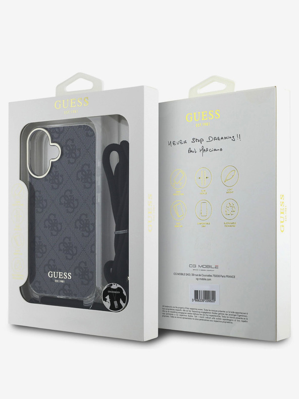 Guess Guess IML 4G stražnja maska ​​s remenom preko ramena za iPhone 16 crna