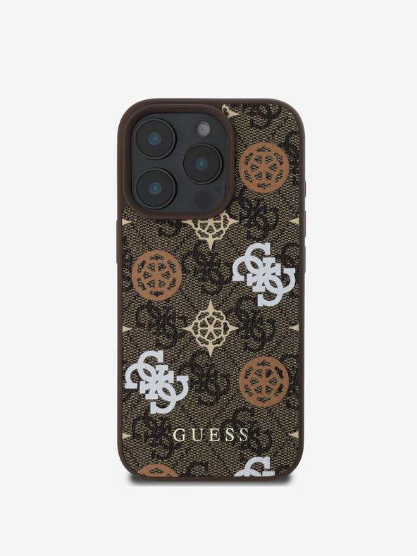 Guess Guess PU 4G Peony MagSafe stražnja maska ​​za iPhone 16 Pro Max smeđa