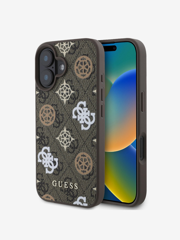 Guess Guess PU 4G Peony MagSafe stražnja maska ​​za iPhone 16 smeđa