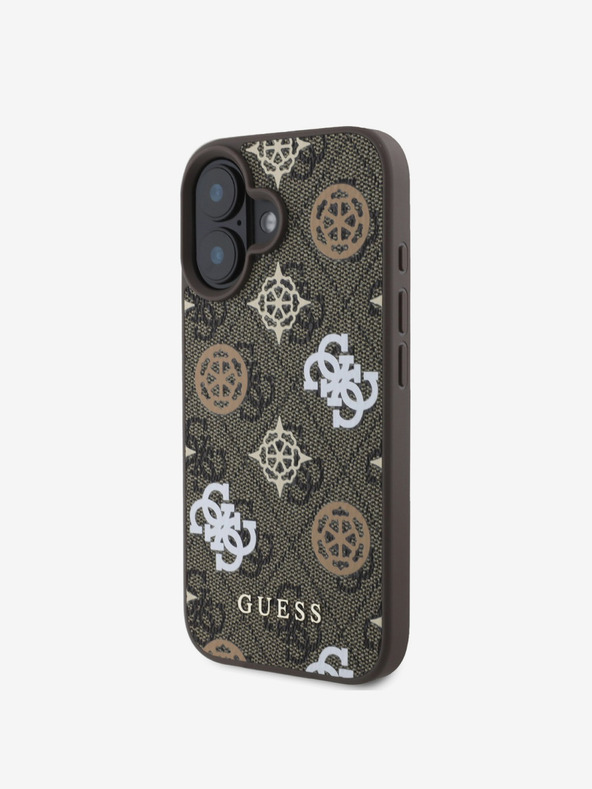 Guess Guess PU 4G Peony MagSafe stražnja maska ​​za iPhone 16 smeđa