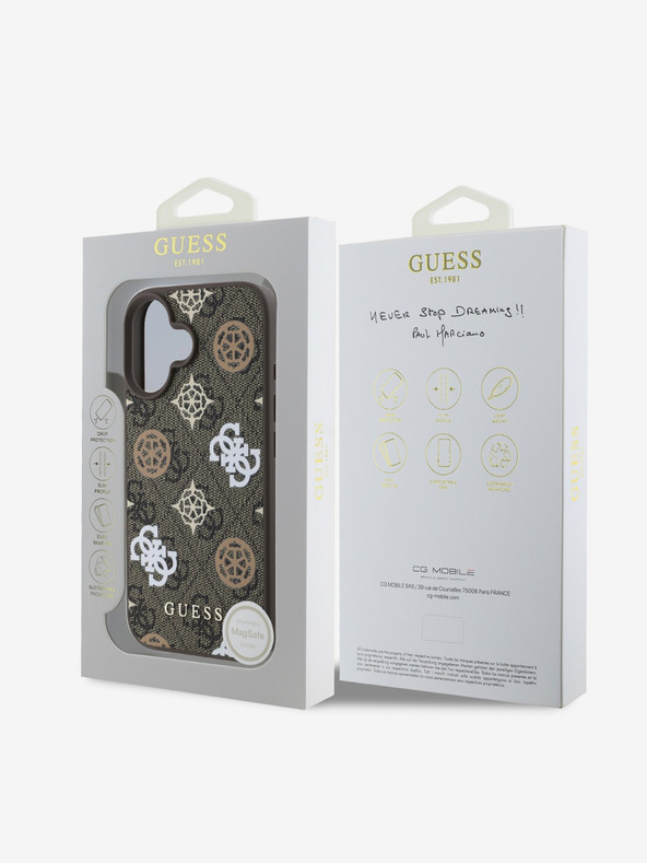 Guess Guess PU 4G Peony MagSafe stražnja maska ​​za iPhone 16 smeđa