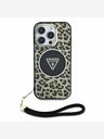 Guess Guess IML Leopard Trokut Logo Strap MagSafe stražnja maska ​​za iPhone 16 Pro Max smeđa