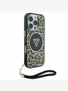 Guess Guess IML Leopard Trokut Logo Strap MagSafe stražnja maska ​​za iPhone 16 Pro Max smeđa