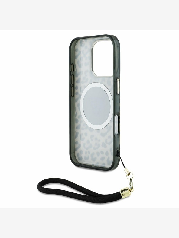 Guess Guess IML Leopard Trokut Logo Strap MagSafe stražnja maska ​​za iPhone 16 Pro Max smeđa