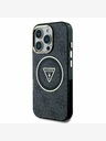 Guess Guess IML 4G svjetlucavi i trokutasti logotip MagSafe stražnja maska ​​za iPhone 16 Pro Max crna