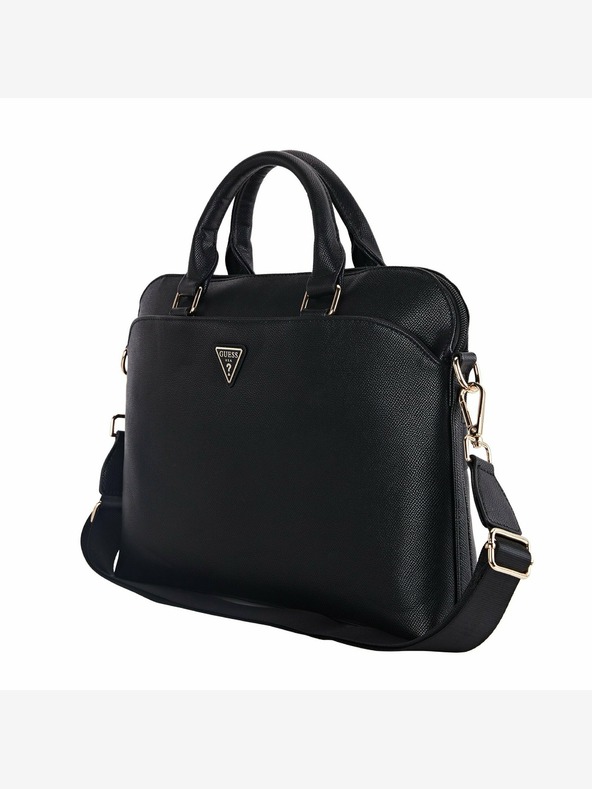 Guess Guess PU zrnata trokutasta torba za prijenosno računalo 15/16" crna