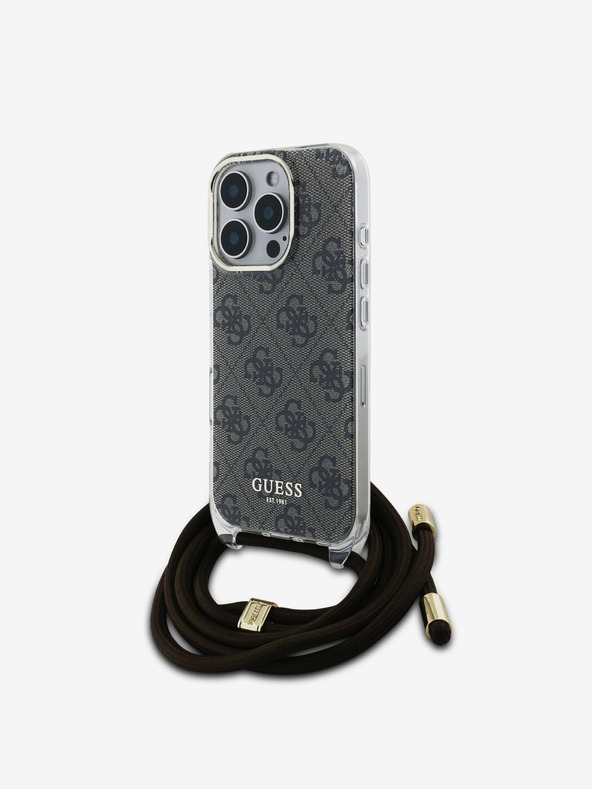 Guess Guess IML 4G stražnja maska ​​s remenom preko ramena za iPhone 16 Pro, smeđa