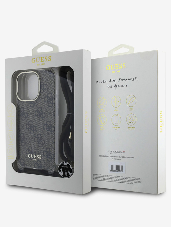 Guess Guess IML 4G stražnja maska ​​s remenom preko ramena za iPhone 16 Pro, smeđa