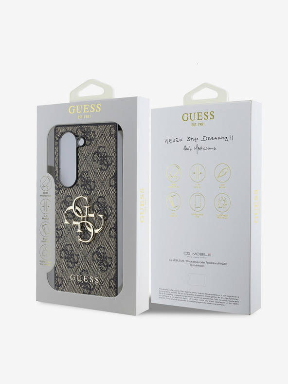 Guess Stražnja maska ​​Guess PU 4G s metalnim logotipom za Samsung Galaxy Z Fold 6 smeđa