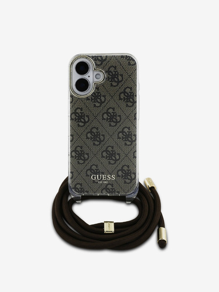 Guess Guess IML 4G stražnja maska ​​s remenom preko ramena za iPhone 16, smeđa