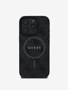 Guess PU Leather 4G Colored Ring MagSafe Zadní Kryt pro iPhone 16 Pro Black Etui za telefon