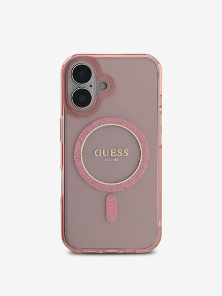 Guess Guess IML Glitter Ring MagSafe stražnja maska ​​za iPhone 16 Pink