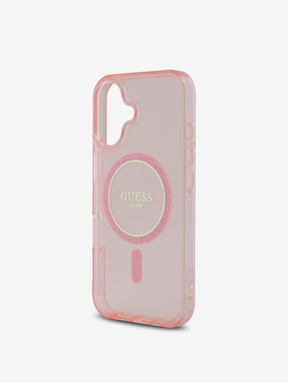 Guess Guess IML Glitter Ring MagSafe stražnja maska ​​za iPhone 16 Pink