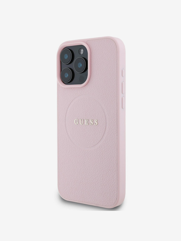 Guess Guess PU Grained Classic Logo MagSafe stražnja maska ​​za iPhone 16 Pro Pink
