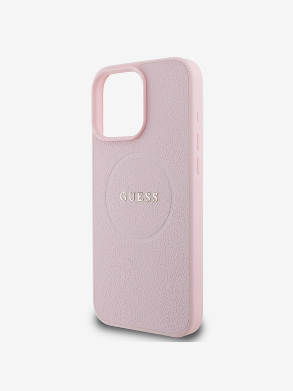 Guess Guess PU Grained Classic Logo MagSafe stražnja maska ​​za iPhone 16 Pro Pink