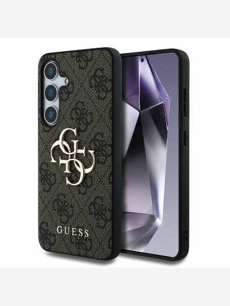 Guess Stražnja maska ​​Guess PU 4G s metalnim logotipom za Samsung Galaxy S25 smeđa