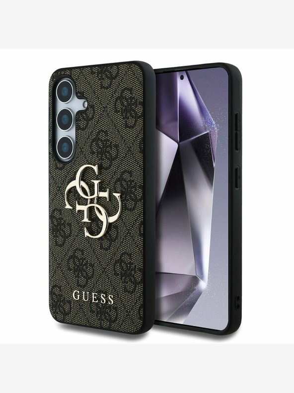 Guess Stražnja maska ​​Guess PU 4G s metalnim logotipom za Samsung Galaxy S25 smeđa