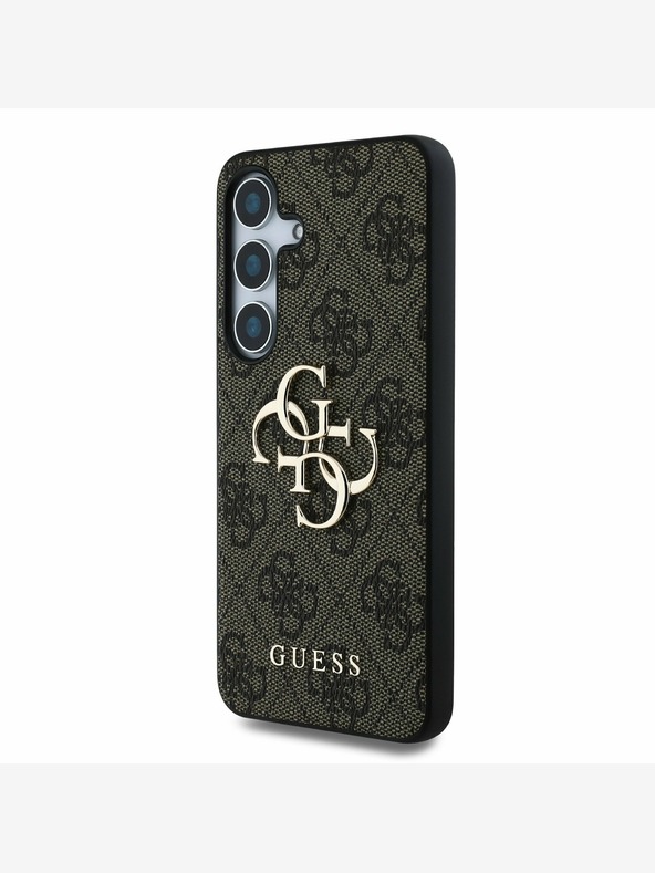 Guess Stražnja maska ​​Guess PU 4G s metalnim logotipom za Samsung Galaxy S25 smeđa