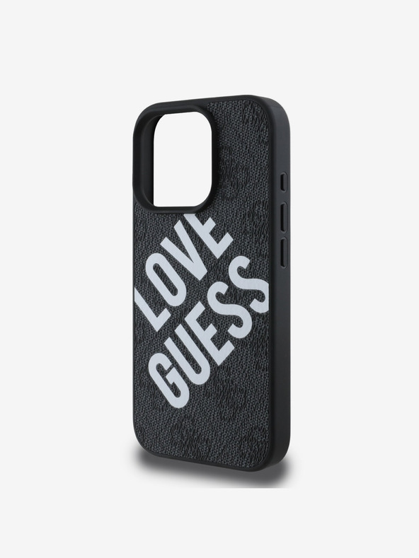 Guess Guess PU kožna 4G Big Love Logo MagSafe stražnja maska ​​za iPhone 16 Pro crna