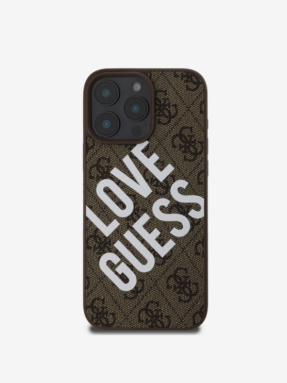 Guess Guess PU kožna 4G Big Love Logo MagSafe stražnja maska ​​za iPhone 16 Pro Max smeđa