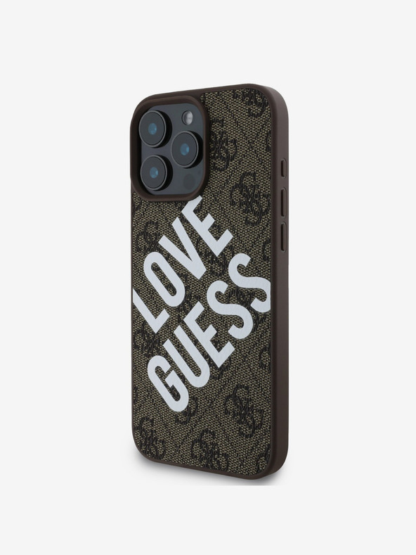 Guess Guess PU kožna 4G Big Love Logo MagSafe stražnja maska ​​za iPhone 16 Pro Max smeđa