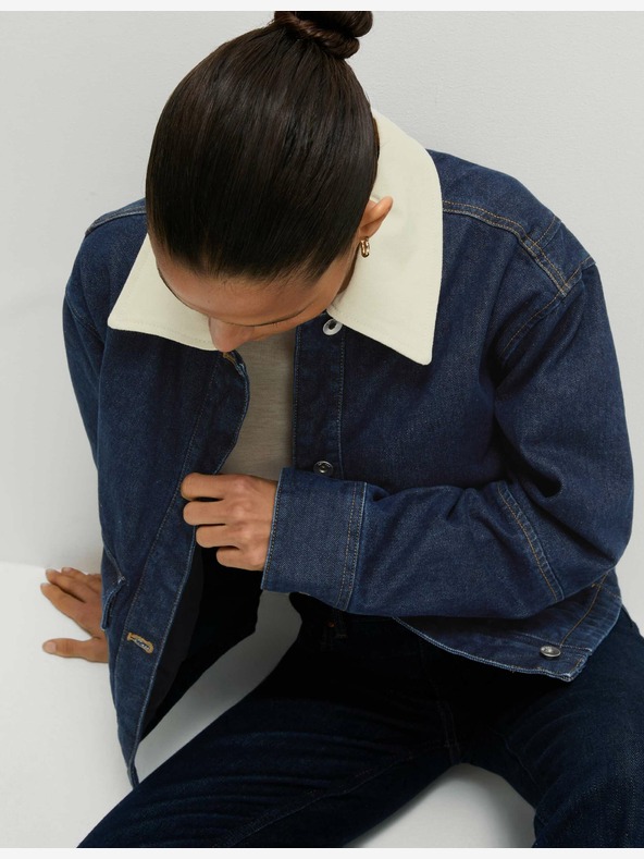 Marks & Spencer Marks & Spencer široka traper jakna s ovratnikom u tamnoplavoj boji