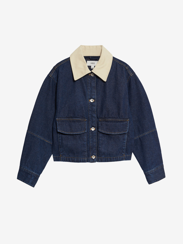 Marks & Spencer Marks & Spencer široka traper jakna s ovratnikom u tamnoplavoj boji