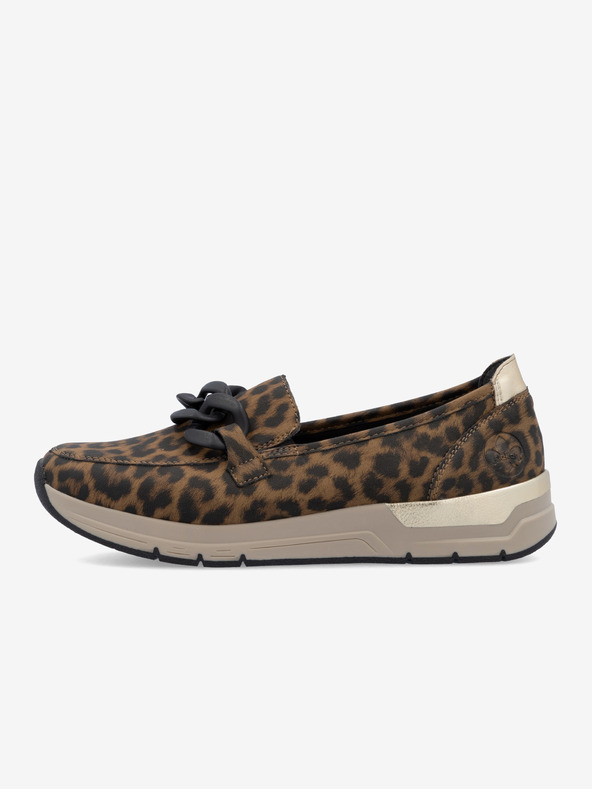 Rieker Rieker crne i smeđe ženske mokasine s uzorkom