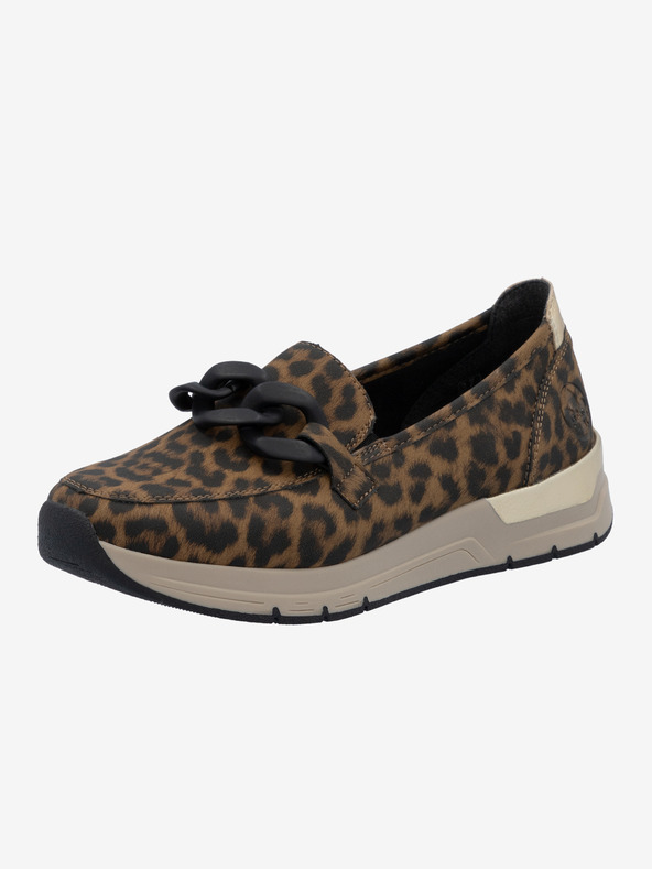 Rieker Rieker crne i smeđe ženske mokasine s uzorkom