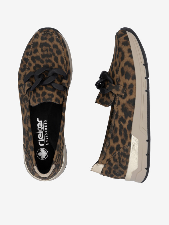 Rieker Rieker crne i smeđe ženske mokasine s uzorkom