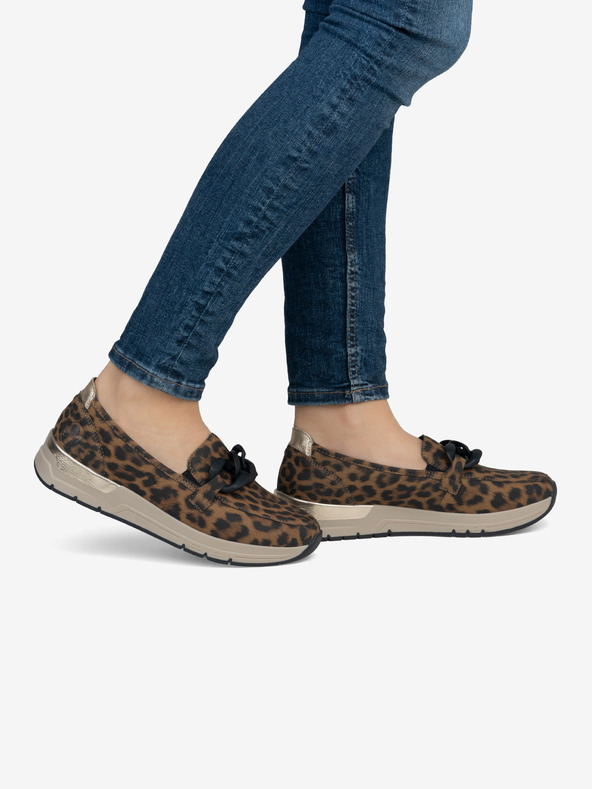 Rieker Rieker crne i smeđe ženske mokasine s uzorkom