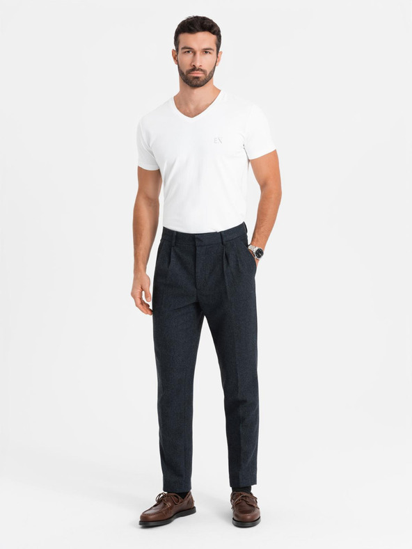 Ombre Clothing Muška majica kratkih rukava SLIM FIT s V-izrezom, elastinom i printom bijela Ombre odjeća