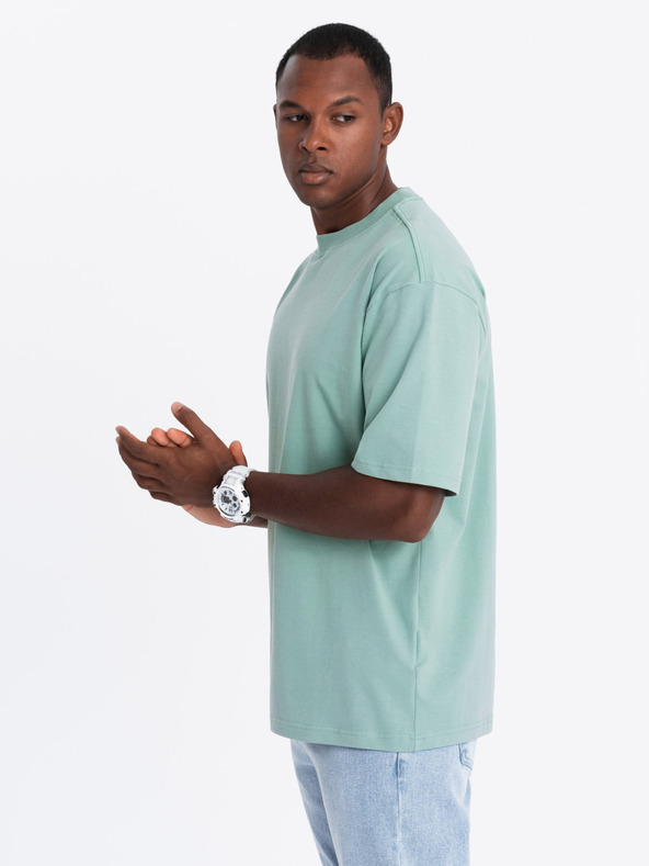 Ombre Clothing Muška majica kratkih rukava LOOSE FIT s džepom mentol Ombre Clothing