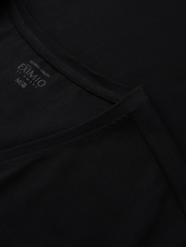 Ombre Clothing Muška majica kratkih rukava SLIM FIT s V-izrezom, elastinom i printom crna Ombre odjeća