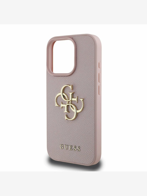 Guess Stražnja maska ​​Guess PU Grained 4G Metal Logo za iPhone 15 Pro Pink