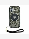 Guess Guess IML Leopard Trokut Logo Strap MagSafe stražnja maska ​​za iPhone 16 smeđa